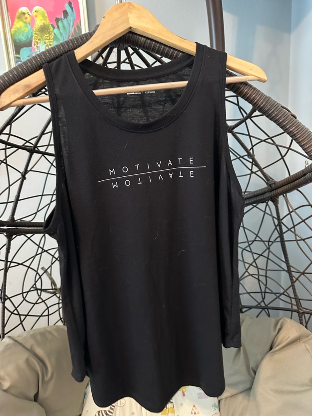 Xersion Black Tank Top with "MOTIVATE" Graphic